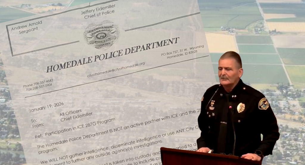Is Homedale operating as a de facto sanctuary city under Chief Jeff Eidemiller?