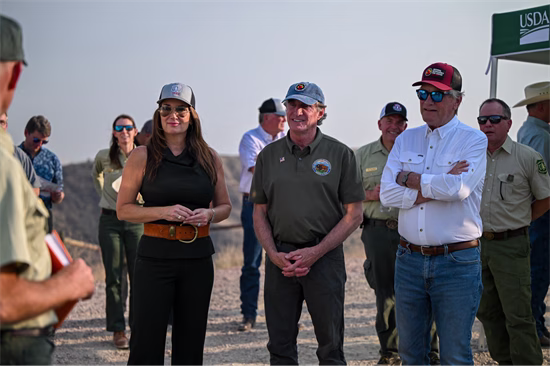 Simpson visits the Claremont Fire site with Secretaries Rollins and Burgum