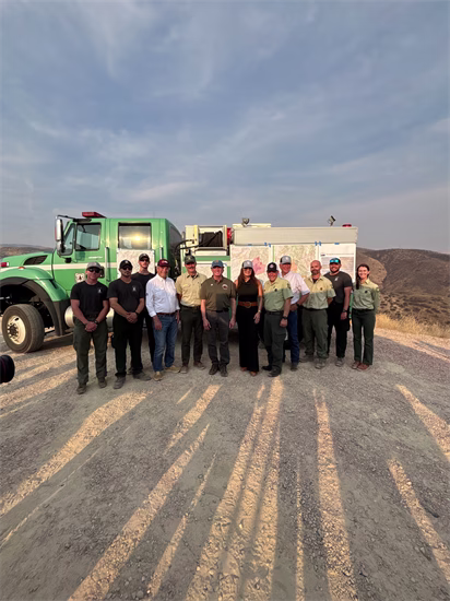Simpson at the National Interagency Fire Center with Secretaries Rollins and Burgum