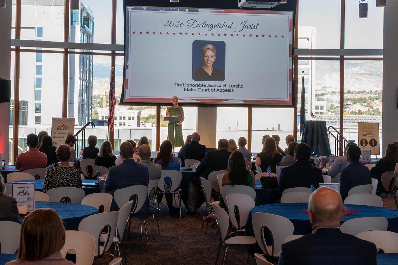 Judge Jessica Lorello speaks to members of the Idaho State Bar