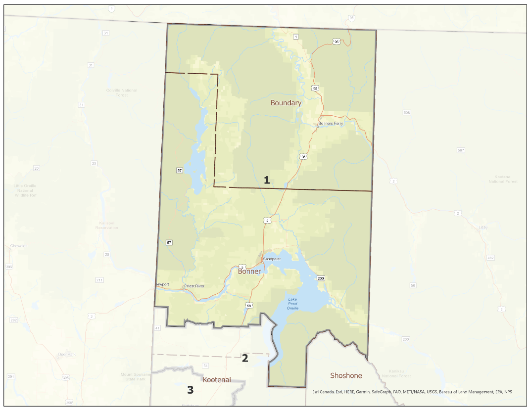 Map of Idaho Legislative District 1