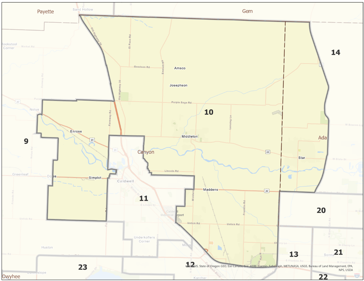 Map of Idaho Legislative District 10