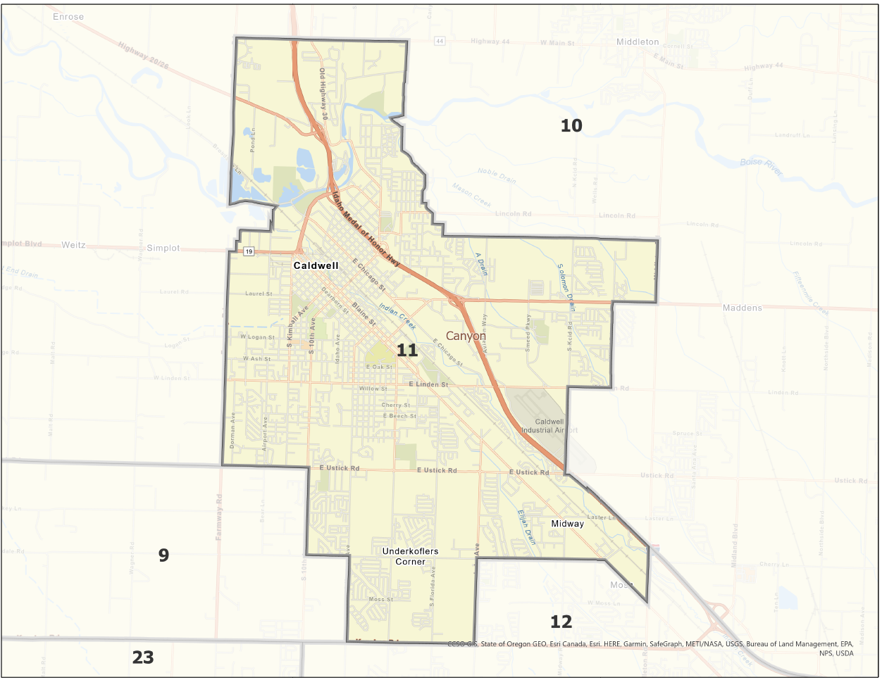 Map of Idaho Legislative District 11