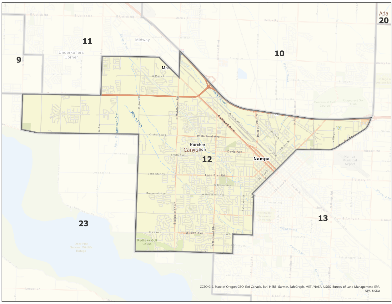 Map of Idaho Legislative District 12