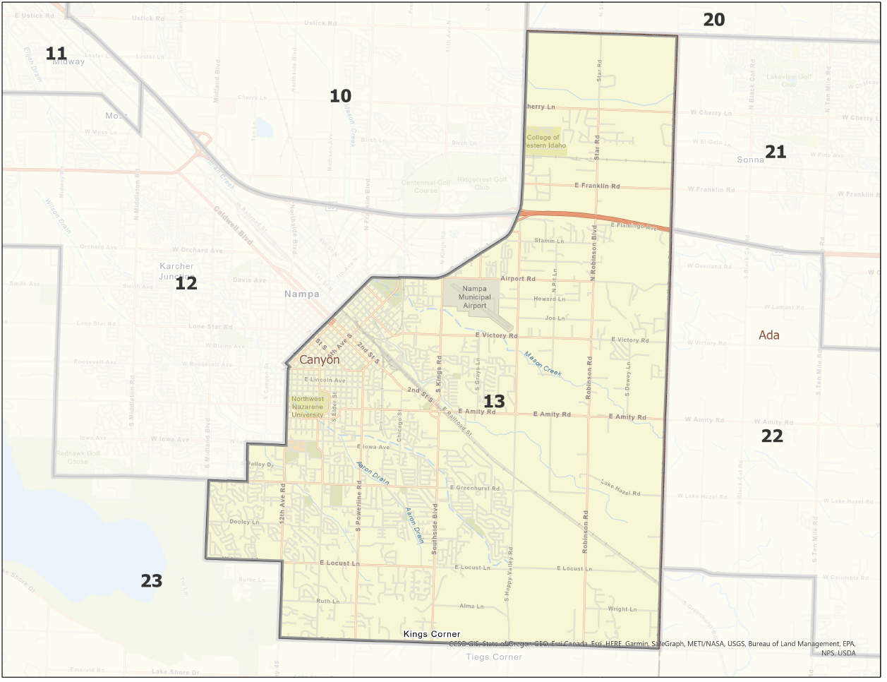 Map of Idaho Legislative District 13