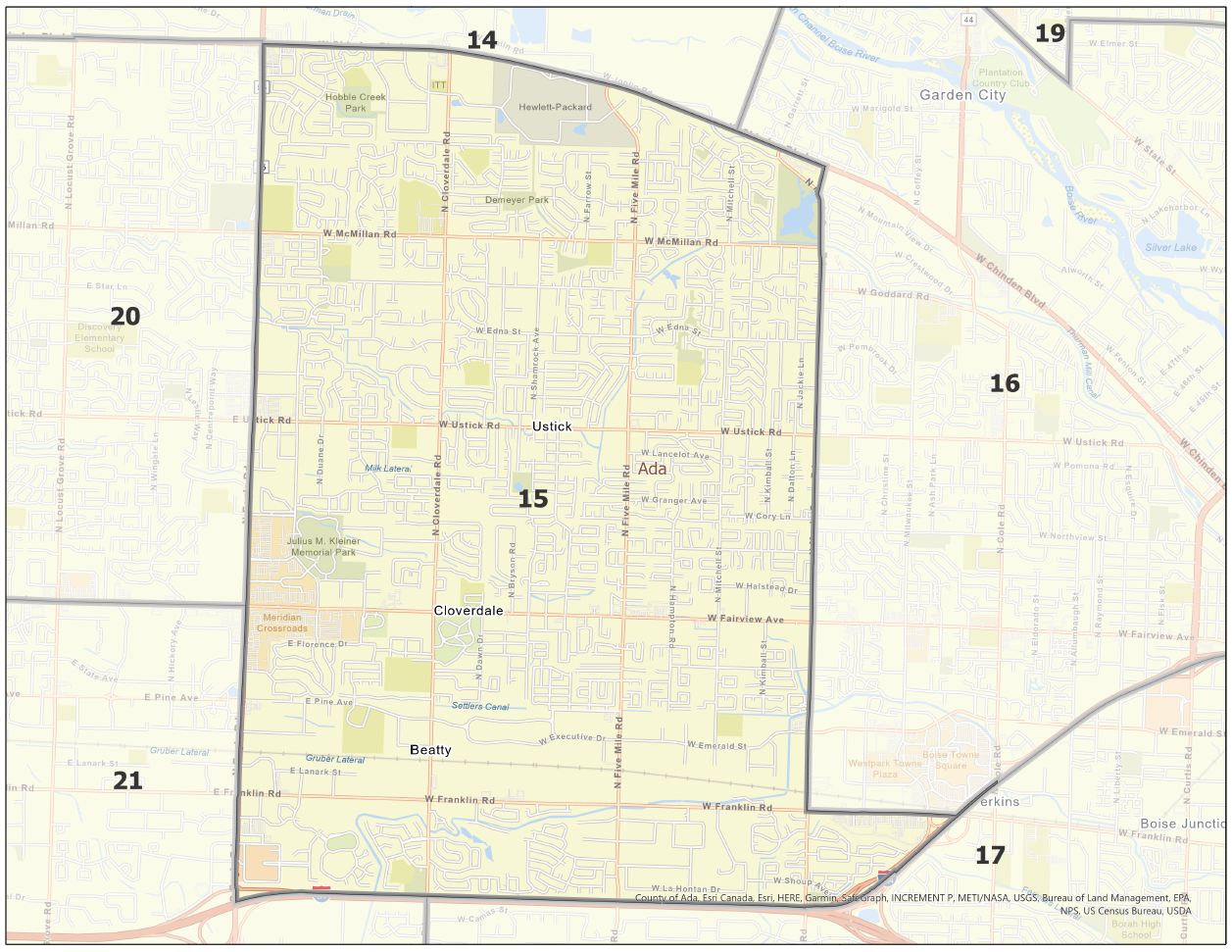 Map of Idaho Legislative District 15