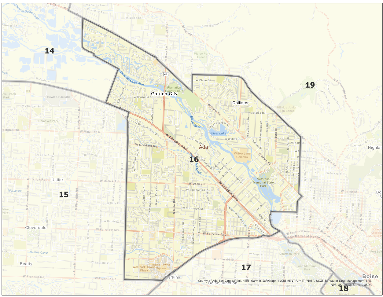 Map of Idaho Legislative District 16