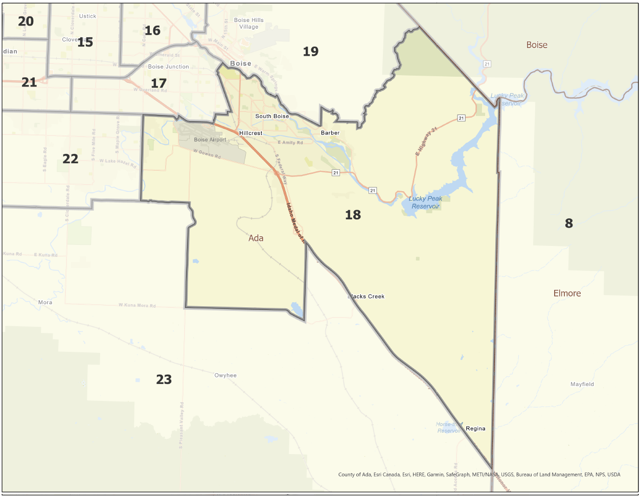 Map of Idaho Legislative District 18