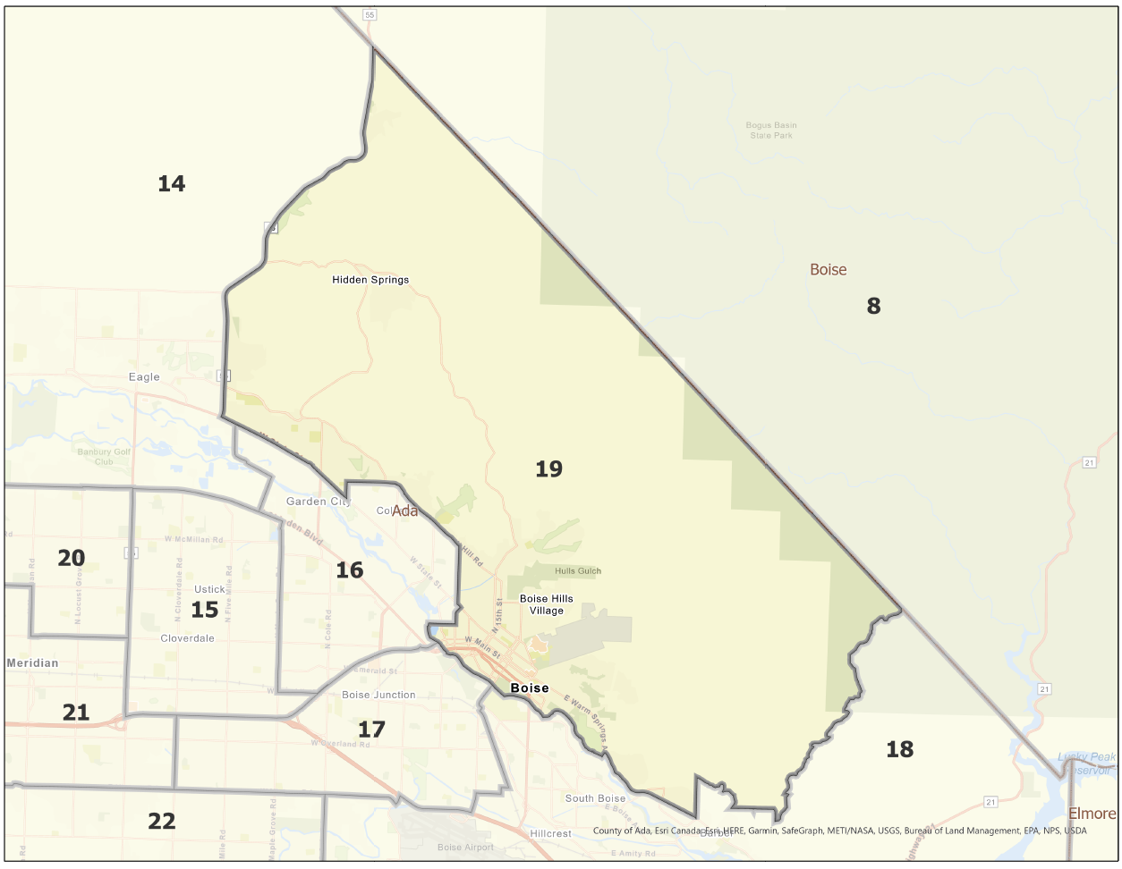 Map of Idaho Legislative District 19