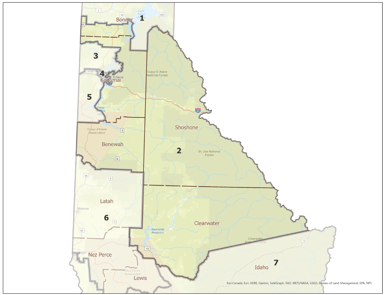Map of Idaho Legislative District 2