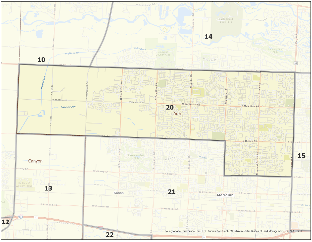 Map of Idaho Legislative District 20