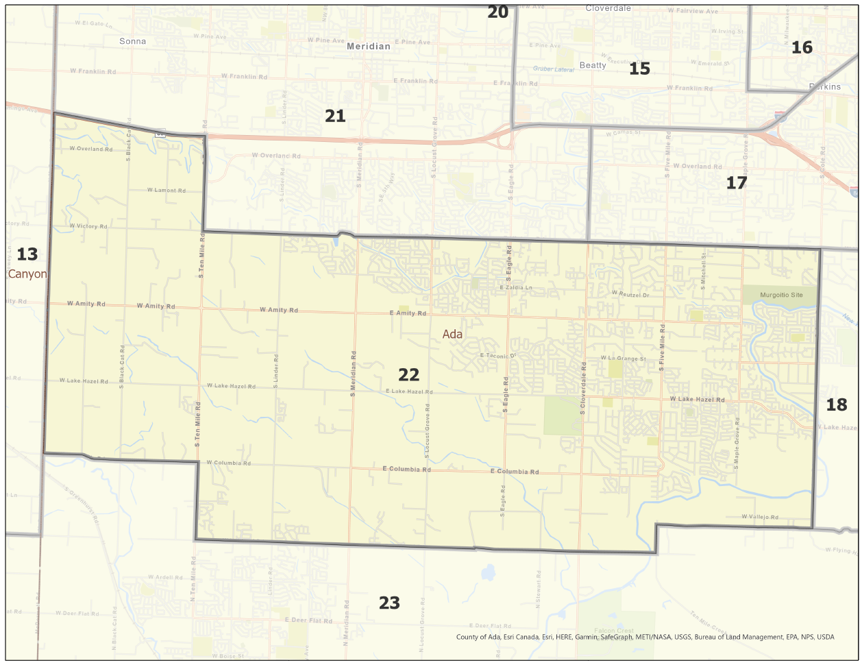 Map of Idaho Legislative District 22