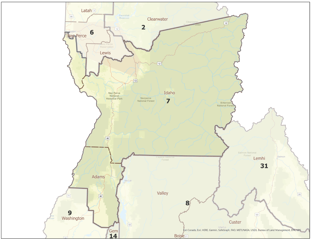 Map of Idaho Legislative District 7