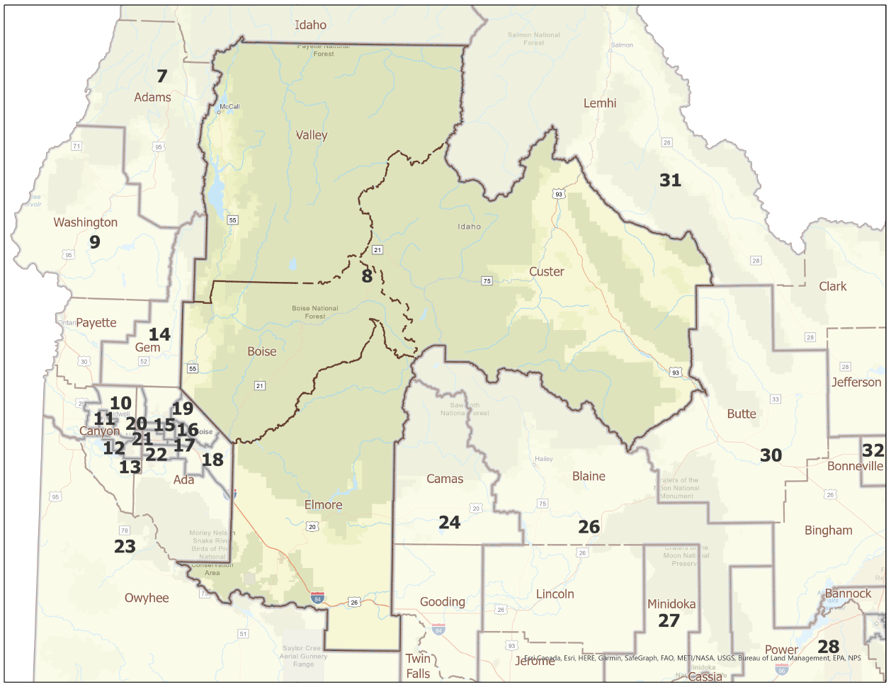 Map of Idaho Legislative District 8